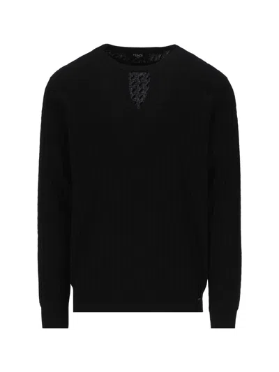 Fendi Cut-out Knitted Jumper In Black