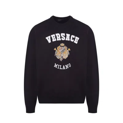 Versace Cotton Sweatshirt In Black