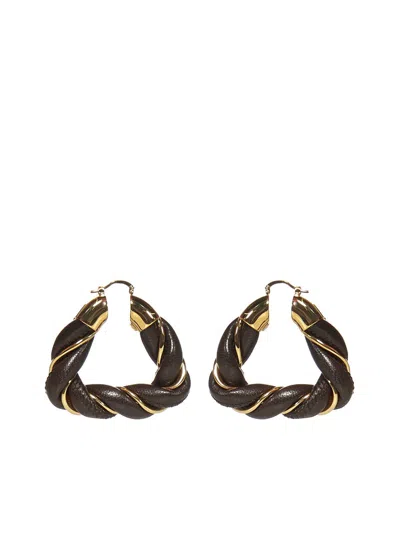 Bottega Veneta Woven Hoop Earrings In Black