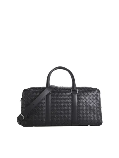 Bottega Veneta Intreccio Sporty Bag In Leather In Black-silver