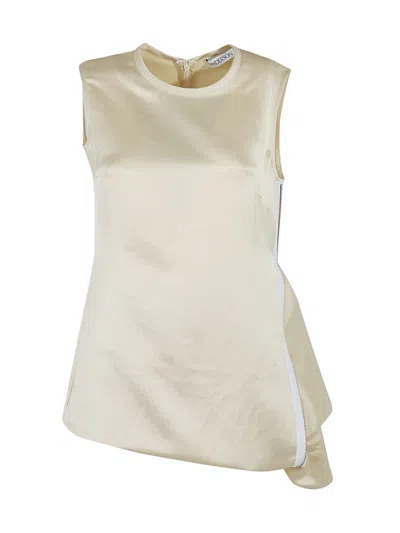 Jw Anderson Zip Detail Sleeveless Top In Off White
