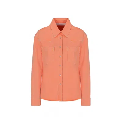 Palm Angels Cotton Denim Shirt In Orange