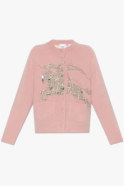 Burberry Insulated Sweater With Appliquès In Rosy Pink