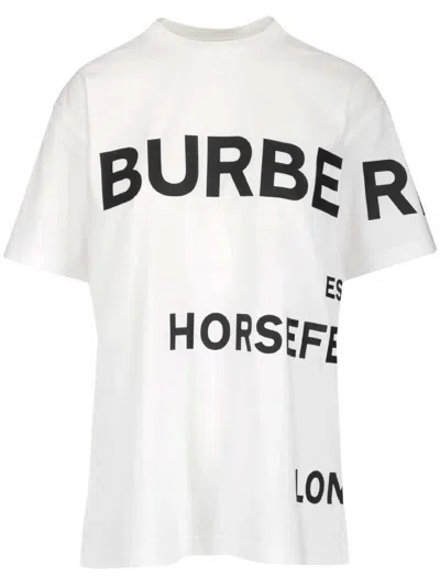 Burberry Logo Printed Crewneck T-shirt In White