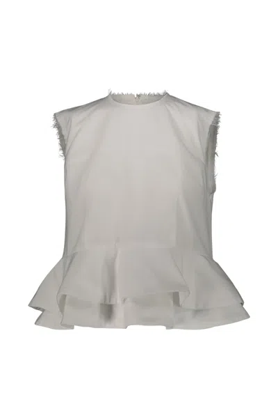 Comme Des Garçons Sleeveless Top With Flounce In White
