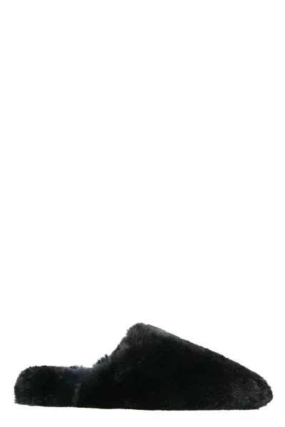 Balenciaga Teddy Faux-shearling Slippers In Black