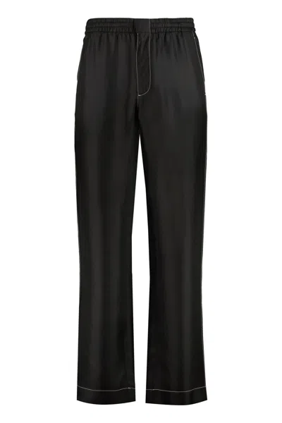 Prada Silk Trousers In Black