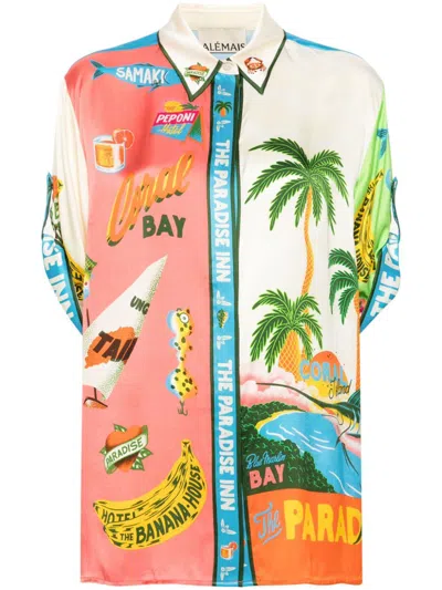 Alemais X Alan Berry Rhys Paradiso-print Silk Shirt In Green