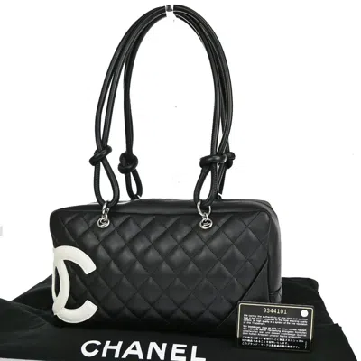 Pre-owned Chanel Cambon Leather Shoulder Bag () In Black