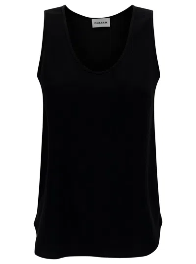 P.a.r.o.s.h. Black Tank Top With Plunging U Neckline In Polyamide Woman