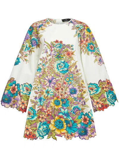 Etro Short Floral Dress In Multicolour