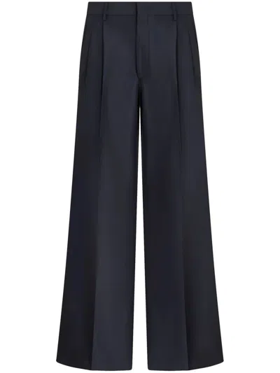 Etro Wool Tailored Trousers In Blue