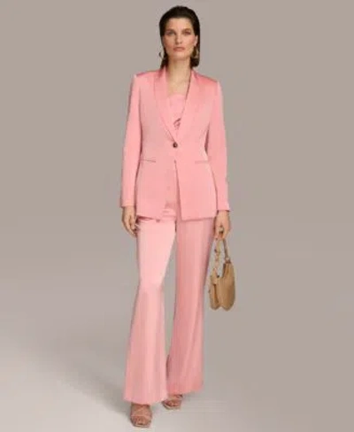 Donna Karan Womens Satin One Button Jacket Pant In Tourmaline