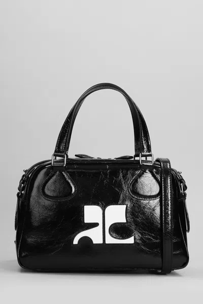Courrèges Leather Revival Handbag Double Handle In Black