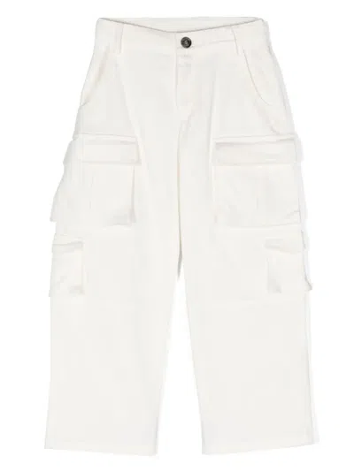 Douuod Kids' Straight-leg Cargo Trousers In White