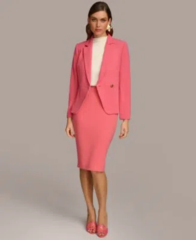 Donna Karan Womens One Button Jacket Pencil Skirt In Rose Quartz