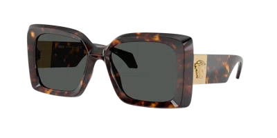 Versace Medusa-plaque Oversized-frame Sunglasses In Dark Grey
