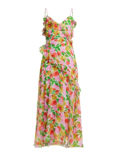 Kitri Women's Aurelia Pink Garden Floral Chiffon Maxi Dress In Multi