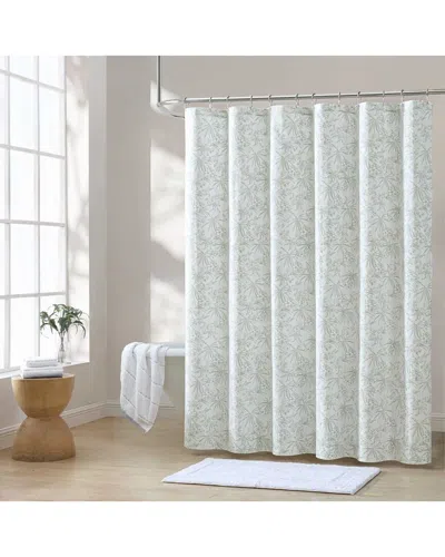 Tommy Bahama Pen & Ink Palm Cotton Blend Twill Shower Curtain In Green