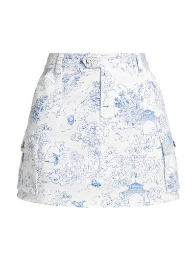 Cinq À Sept Garden Toile Lina Mini Skirt In White Blue