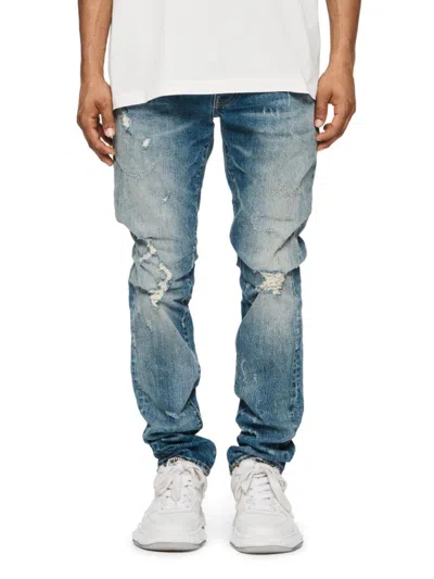 Purple Brand Distressed Skinny Jeans In Mid Indigo