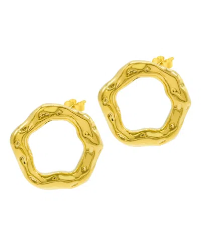 Adornia Water Resistant Hammered Front Hoop Earrings In Gold