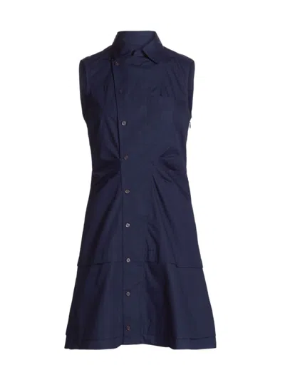 Derek Lam 10 Crosby Satina Mini Shirtdress In Navy