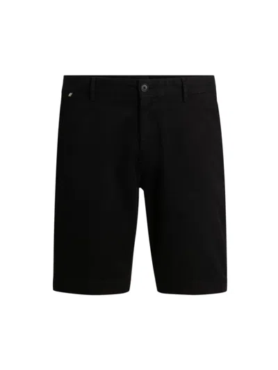 Hugo Boss Slim-fit Shorts In Stretch-cotton Twill In Black