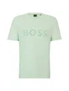 Hugo Boss Cotton-jersey Regular-fit T-shirt With Mesh Logo In Light Green