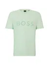 Hugo Boss Cotton-jersey Regular-fit T-shirt With Mesh Logo In Green