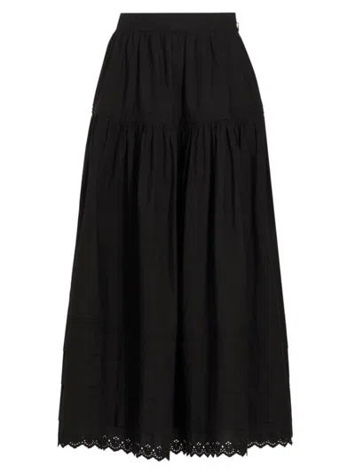 D Ô E N Women's Sebastiane Cotton Midi-skirt In Black