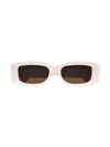 Gucci Beveled Acetate Rectangle Sunglasses In Ivory Brown