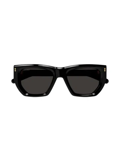 Gucci Beveled Acetate Cat-eye Sunglasses In Black Dark Grey