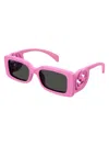 Gucci Monochrome Gg Rectangle Acetate Sunglasses In Pink Dark Grey