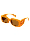 Gucci Monochrome Gg Rectangle Acetate Sunglasses In Shiny Solid Orang