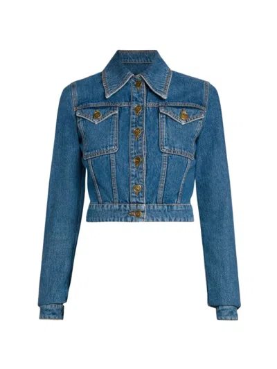 Etro Cropped Denim Jacket In Blue