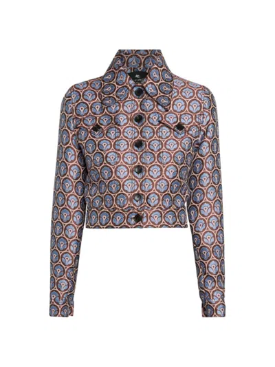 Etro Floral-jacquard Cropped Jacket In Neutral