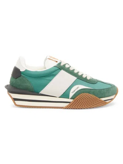 Tom Ford James Suede Technical Fabric In Pine Green Cream