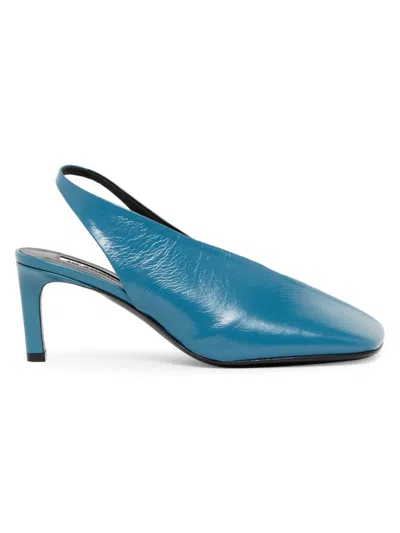 Jil Sander Two-tone Leather Slingback Pumps In Ocean