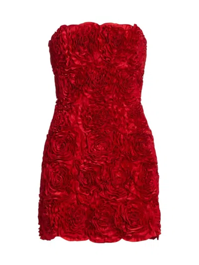 Aje Gazer Strapless Rosette Mini Dress In Red