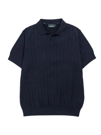 Rodd & Gunn Freys Crescent Knit Short Sleeve Polo Sweater In Midnight