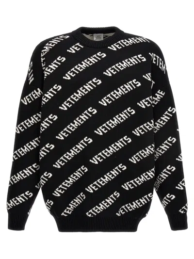 Vetements Monogram Wool Sweater In Black