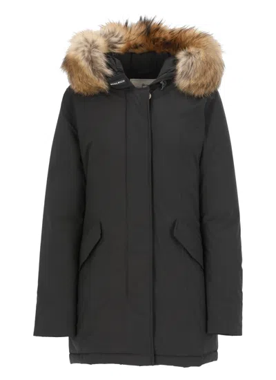 Woolrich Artic Raccoon Parka Jacket In Black