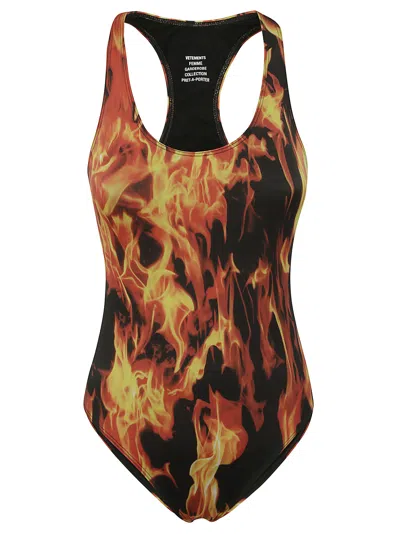 Vetements Fire Printed Swimsuit In Fireprint