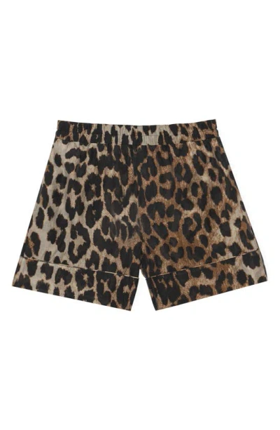 Ganni Active Ultra High Waist Shorts In Leopard 943