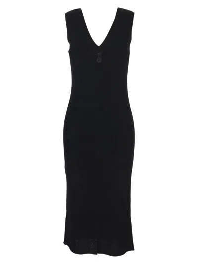 Moncler Tricot Dress In Nero