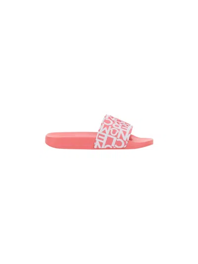 Moncler Jeanne Logo Embossed Slides In Rosa