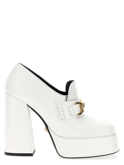 Versace Medusa '95 Leather Loafer Pumps In White