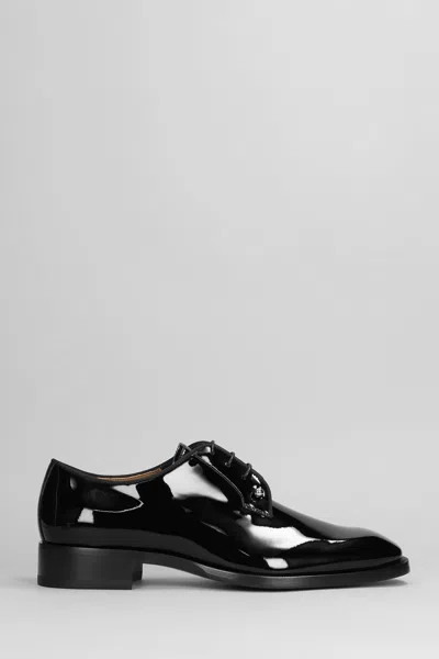 Christian Louboutin Chambeliss Lace Up Shoes In Black Patent Leather