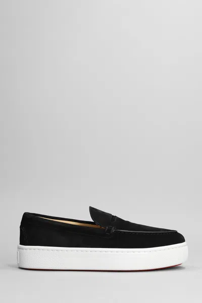 Christian Louboutin Paqueboat Flat Trainers In Black Suede